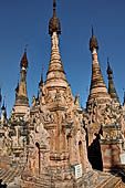 Kakku Pagoda complex. Detail of the stupa inside the cluster of pagodas that make up the complex. Shan State, Burma (Myanmar).